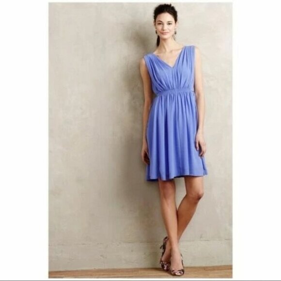 HD Paris Anthropologie Periwinkle Blue Greek Goddess Dress Size 10 - Picture 2 of 8